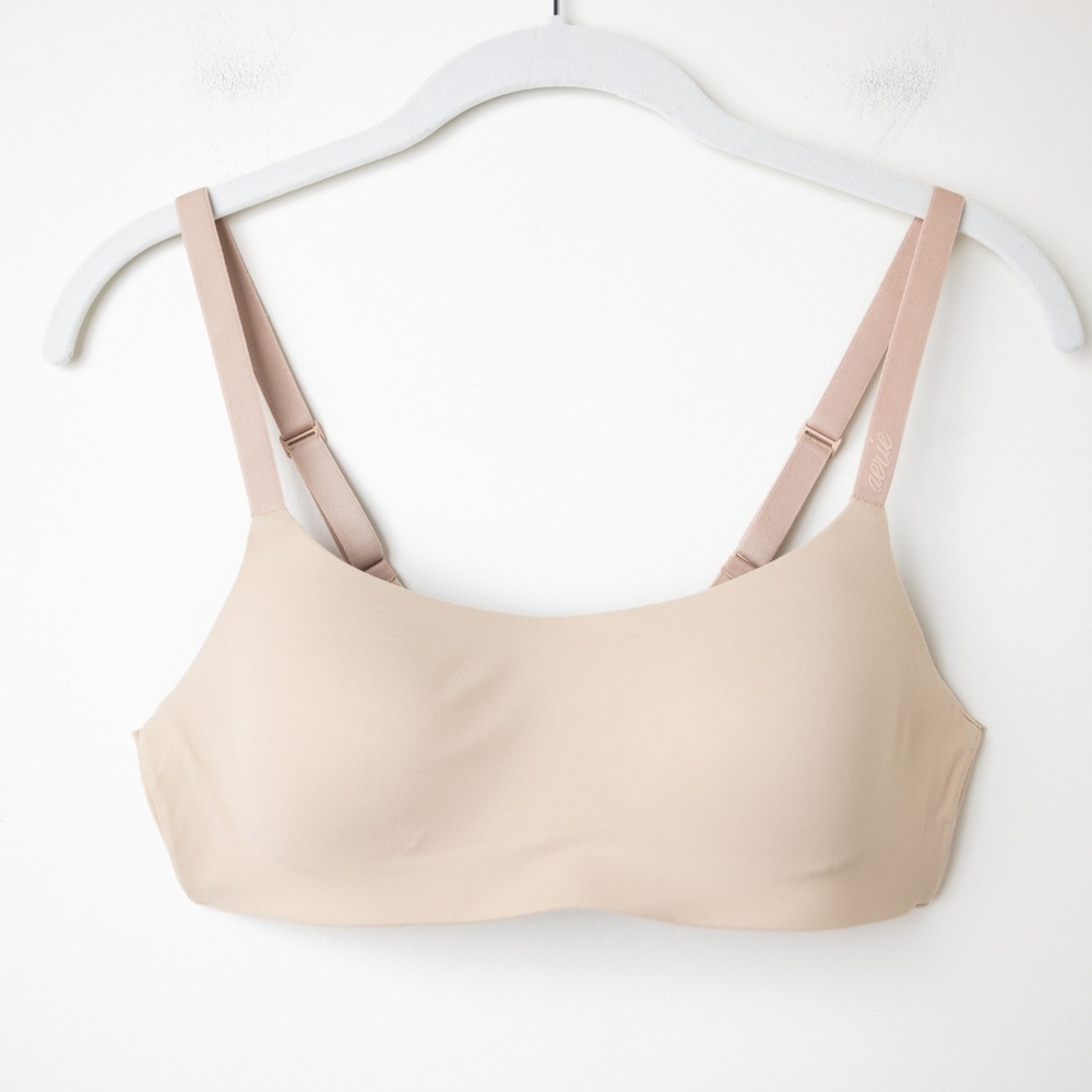 Aerie Smoothez Wireless Bra Bralette Womens Small Tan Lightly Padded Adjustable